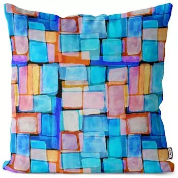 VOID Красочные квадраты Чехол на подушку Полиэстер Водонепроницаемая подушка для улицы и дома Размер: 60 x 60 см