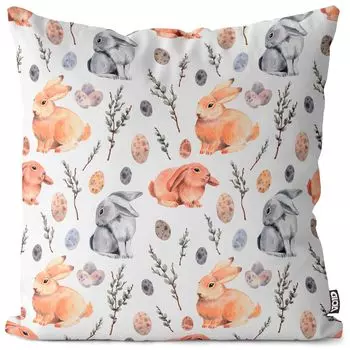 VOID Кролики Пальмовые котята Пасхальный чехол для подушки Полиэстер Водонепроницаемая подушка для улицы и дома Размер: 60 x 60 см