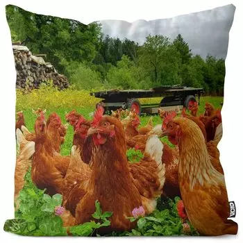 VOID Куры Пасхальный чехол для подушки из полиэстера Водонепроницаемая подушка для улицы и дома Размер: 80 x 80 см