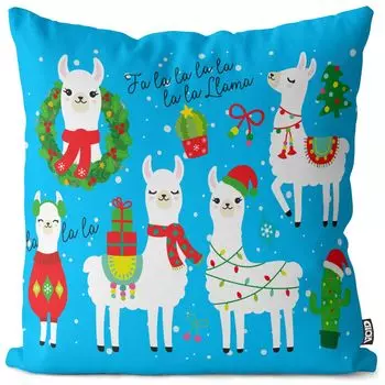 VOID Lama Зимний рождественский чехол для подушки Полиэстер Водонепроницаемая подушка для улицы и дома Размер: 80 x 80 см
