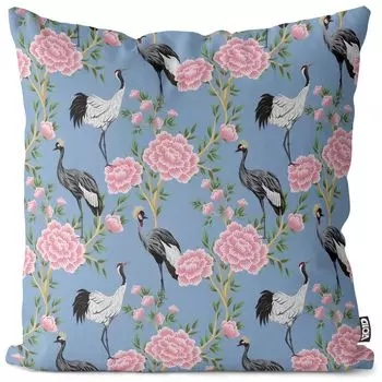 VOID Летний чехол с цветами журавля, полиэстер, водонепроницаемая подушка для улицы и дома. Размер: 60 x 60 см.