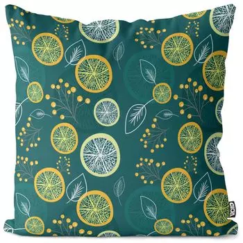 VOID Лимонные листья Фрукты Чехол на подушку Полиэстер Водонепроницаемая подушка для улицы и дома Размер: 60 x 60 см