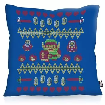 VOID Link Ugly Christmas Sweater Чехол на подушку Чехол на подушку из полиэстера водонепроницаемый рождественский Рождество, размер подушки: 60 x 60 см, цвет подушки: синий
