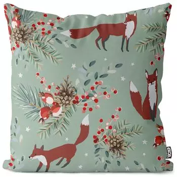 VOID лисий лес мятный чехол на подушку чехол из полиэстера водонепроницаемый для улицы и дома, размер подушки: 60 x 60 см