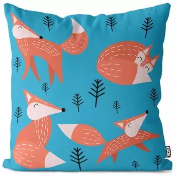 VOID Лисий лес Животные Чехлы для подушек Полиэстер Водонепроницаемая подушка для улицы и дома Размер: 60 x 60 см