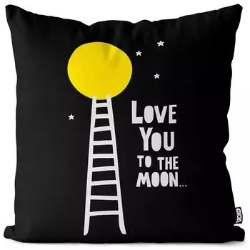 VOID Love Moon Stars Мультяшный чехол для подушки Полиэстер Водонепроницаемая подушка для улицы и дома Размер: 60 x 60 см