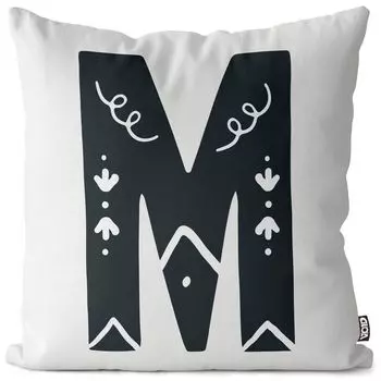 VOID M буквы натуральный чехол для подушки чехол для подушки из полиэстера водонепроницаемый для улицы в помещении, размер подушки: 80 x 80 см