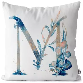 VOID M буквы шрифт название подушки чехол полиэстер водонепроницаемый для улицы в помещении, размер подушки: 80 x 80 см