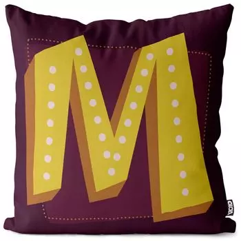 VOID M буквы винтажные инициалы чехол для подушки чехол для подушки из полиэстера водонепроницаемый для улицы и дома, размер подушки: 60 x 60 см