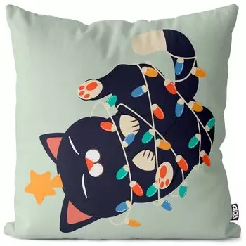 VOID Маленький кошачий волшебный чехол для подушки, чехол для подушки, полиэстер, водонепроницаемый, для улицы и дома, размер подушки: 60 x 60 см