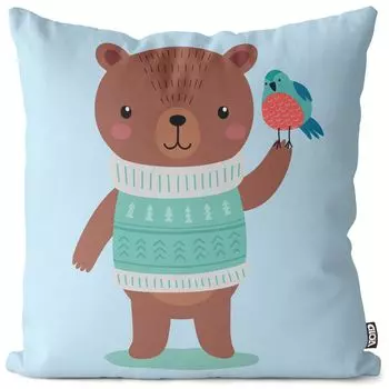 VOID Медведь Животное Детская наволочка Полиэстер Водонепроницаемая уличная подушка для дома Размер: 80 x 80 см
