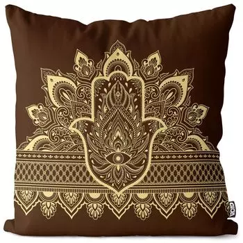 VOID Mehndi Цветочный чехол для подушки Полиэстер Водонепроницаемая подушка для улицы и дома Размер: 60 x 60 см