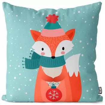 VOID Merry Christmas Fox Animal Чехлы для подушек Полиэстер Водонепроницаемая подушка для улицы и дома Размер: 60 x 60 см