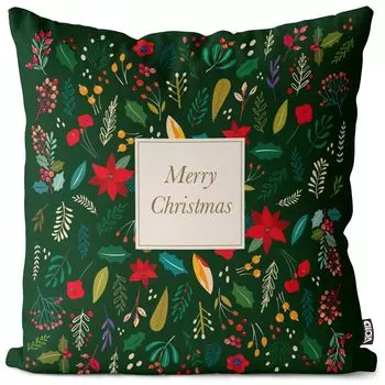 VOID Merry Christmas зеленый чехол на подушку, чехол из полиэстера, водонепроницаемый, для улицы и дома, размер подушки: 80 x 80 см