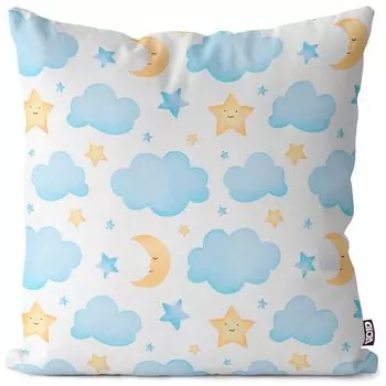 VOID Moon Stars Clouds Чехол на подушку Полиэстер Водонепроницаемая подушка для улицы и дома Размер: 80 x 80 см