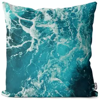 VOID Морские волны Бирюзовый чехол на подушку Полиэстер Водонепроницаемая подушка для улицы и дома Размер: 60 x 60 см