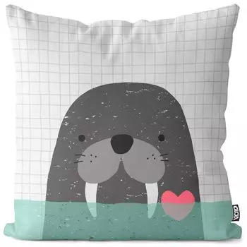 VOID Моржовый тюлень Морская подушка Чехол Полиэстер Водонепроницаемая подушка для улицы и помещения Размер: 80 x 80 см