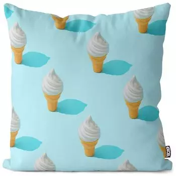 VOID Мягкое мороженое Бирюзовый чехол на подушку Полиэстер Водонепроницаемая подушка для улицы и дома Размер: 80 x 80 см