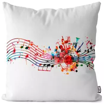 VOID Music Notes Record Графический чехол для подушки Полиэстер Водонепроницаемая подушка для улицы и дома Размер: 80 x 80 см