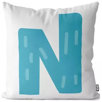 VOID N Буква алфавита Имя Чехол на подушку Полиэстер Водонепроницаемая подушка для улицы и дома Размер: 80 x 80 см