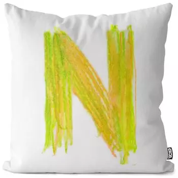 VOID N Буквенное название Цветной чехол для подушки-карандаша Полиэстер Водонепроницаемая подушка для улицы и дома Размер: 80 x 80 см