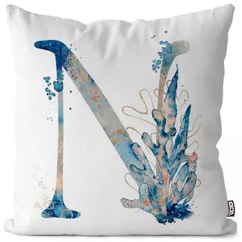 VOID N Буквы Название шрифта Чехол на подушку Полиэстер Водонепроницаемая подушка для улицы и дома Размер: 80 x 80 см