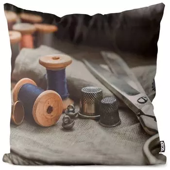 VOID Ножницы для швейной пряжи. Чехол на подушку ручной работы. Полиэстер. Водонепроницаемая подушка для улицы и дома. Размер: 80 x 80 см.