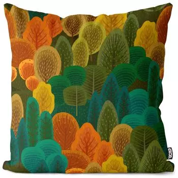 VOID Осенние лесные деревья Чехол на подушку Полиэстер Водонепроницаемая подушка для улицы и дома Размер: 60 x 60 см