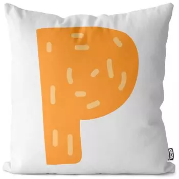 VOID P Буква алфавита Имя Чехол на подушку Полиэстер Водонепроницаемая подушка для улицы и дома Размер: 80 x 80 см