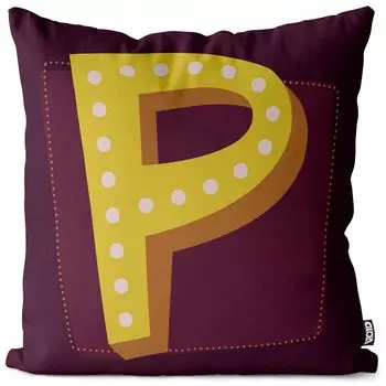 VOID P буквы винтажные инициалы чехол на подушку чехол на подушку из полиэстера водонепроницаемый для улицы и дома, размер подушки: 80 x 80 см