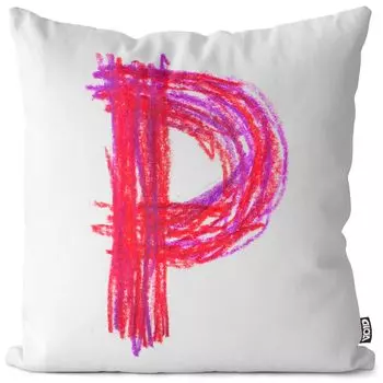 VOID P с буквенным названием, цветной карандаш, чехол для подушки, чехол для подушки, полиэстер, водонепроницаемый, для улицы, в помещении, размер подушки: 80 x 80 см