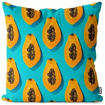 VOID Папайя Бирюзовый чехол на подушку Полиэстер Водонепроницаемая подушка для улицы и дома Размер: 80 x 80 см