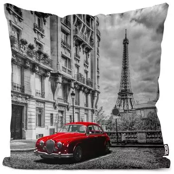 VOID Париж Эйфелева башня Винтажный автомобильный чехол для подушки Полиэстер Водонепроницаемая уличная подушка для дома Размер: 80 x 80 см