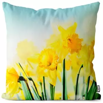 VOID Пасхальный цветок Нарцисс Чехол на подушку Полиэстер Водонепроницаемая подушка для улицы и дома Размер: 60 x 60 см
