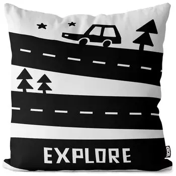 VOID Пейзаж Автомобиль Мультяшный чехол для подушки Полиэстер Водонепроницаемая уличная подушка для дома Размер: 80 x 80 см