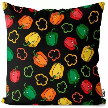 VOID Перцы едят овощи Мультяшный чехол для подушки Полиэстер Водонепроницаемая подушка для улицы и дома Размер: 80 x 80 см