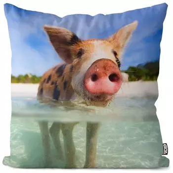 VOID Piggy Beach Чехол на подушку из полиэстера Водонепроницаемая подушка для улицы и дома Размер: 80 x 80 см