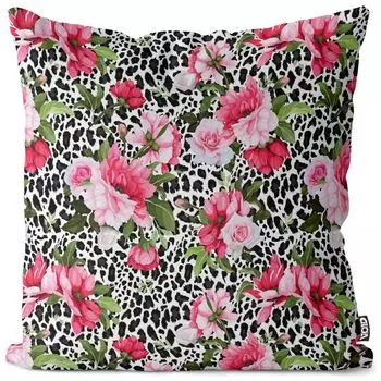 VOID Пионы Леопардовый чехол на подушку Полиэстер Водонепроницаемая подушка для улицы и дома Размер: 60 x 60 см