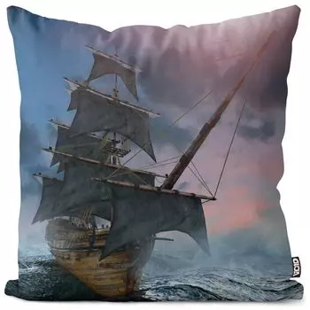 VOID Пиратский корабль Морской парус Чехол Полиэстер Водонепроницаемая подушка для улицы и дома Размер: 60 x 60 см
