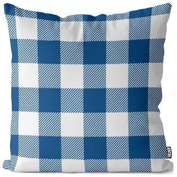 VOID Плед Белый Синий Клетчатый Чехол на подушку Полиэстер Водонепроницаемая подушка для улицы и дома Размер: 60 x 60 см