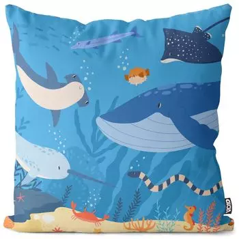 VOID Подводный мир Животные Рыба Кит Чехол на подушку Полиэстер Водонепроницаемая подушка для улицы и дома Размер: 40 x 40 см