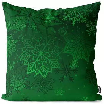 VOID Poinsettia зеленый чехол на подушку, чехол из полиэстера, водонепроницаемый, для улицы и дома, размер подушки: 80 x 80 см