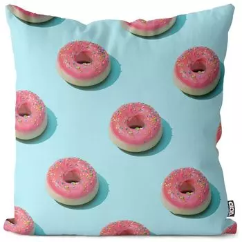 VOID пончик с бирюзовым рисунком, чехол для подушки, чехол из полиэстера, водонепроницаемый, для улицы, для дома, размер подушки: 60 x 60 см