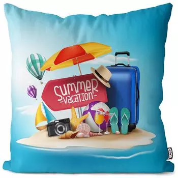 VOID Праздничный чемодан, пляжная морская подушка, чехол из полиэстера, водонепроницаемая подушка для улицы и помещения. Размер: 80 x 80 см.