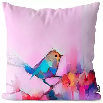 VOID Птица Картина Цветы Чехол на подушку Полиэстер Водонепроницаемая подушка для улицы и дома Размер: 80 x 80 см