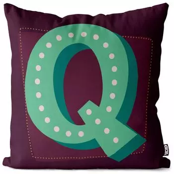 VOID Q буквы винтажные инициалы чехол на подушку чехол на подушку из полиэстера водонепроницаемый для улицы и дома, размер подушки: 60 x 60 см