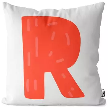 VOID R Буква алфавита Имя Чехол на подушку Полиэстер Водонепроницаемая подушка для улицы и дома Размер: 60 x 60 см