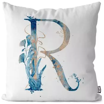 VOID R буквы шрифта имя наволочка чехол на подушку чехол из полиэстера водонепроницаемый для улицы в помещении, размер подушки: 60 x 60 см