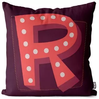 VOID R буквы винтажные инициалы чехол на подушку чехол на подушку из полиэстера водонепроницаемый для улицы и дома, размер подушки: 80 x 80 см