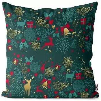 VOID Reindeer Bells Зимний чехол для подушки Полиэстер Водонепроницаемая подушка для улицы и дома Размер: 60 x 60 см